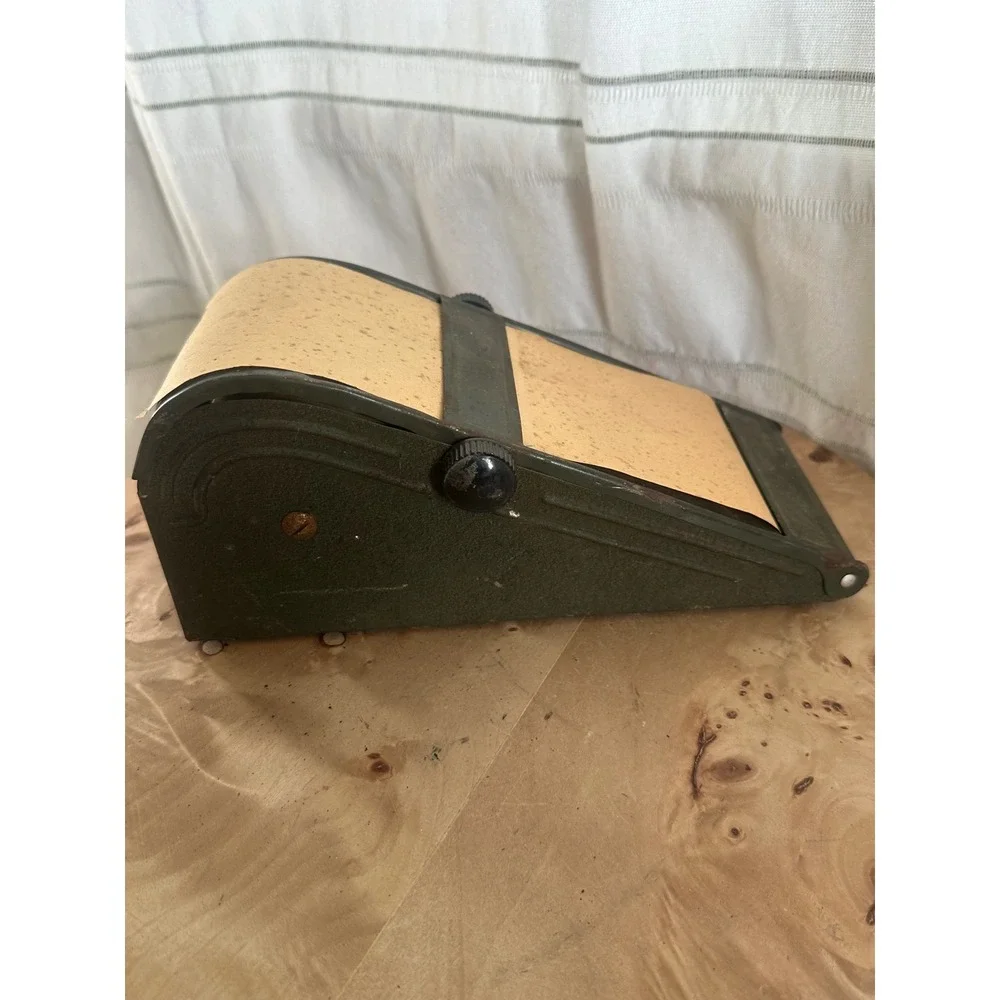 Vintage Industrial Metal Memo Roll Dispenser Desk Accessory Mid Century